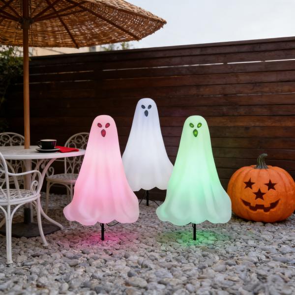 Halloween Ghost Ground Light | 50cm(H) | 25cm Plug Rod | Glowing Eyes & Color-changing Lights | Eco-friendly & Waterproof | Home & Commercial | MOQ 500pcs