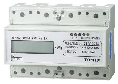 Three Phase Four Wires Din Rail Watt Hour Meter , Electronic KWH Meter