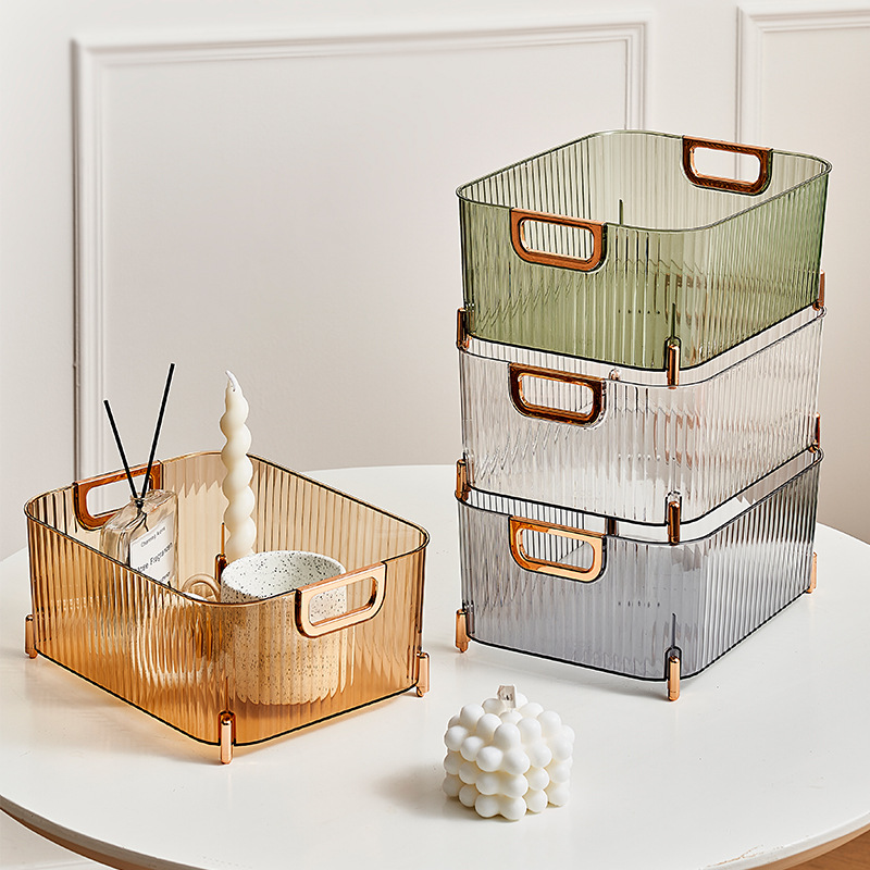 Wholesale Transparent Desktop Sundries Organizer Light Luxury Skin Care Mask Storage Box Cosmetic Storage Box