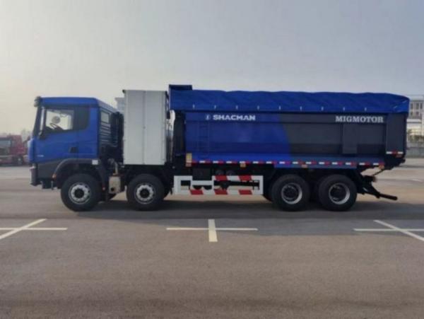 X3000 Heavy Dump Truck 8x4 SHACMAN CNG Blue Dumper Truck Right Driver 430Hp