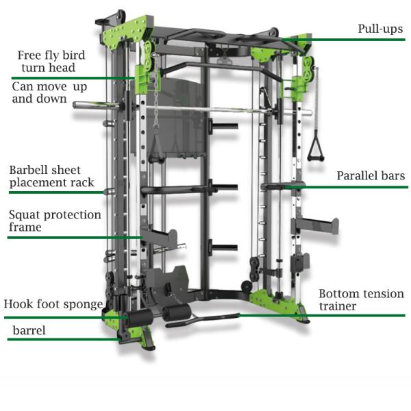 1730*2010*2230mm Gym Equipment Commercial Multi Trainer Squatting Rack Smith Machine Power Rack