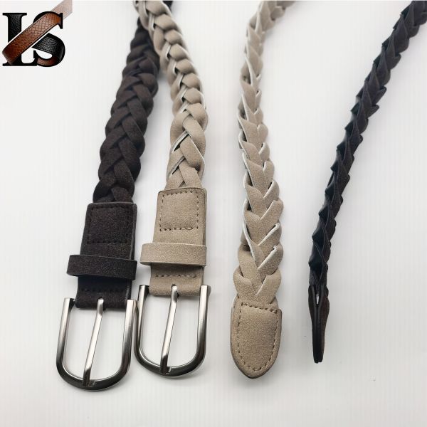 Factory Price Men's PU Leather Braided Belts with Alloy for Buckle Braided Belts