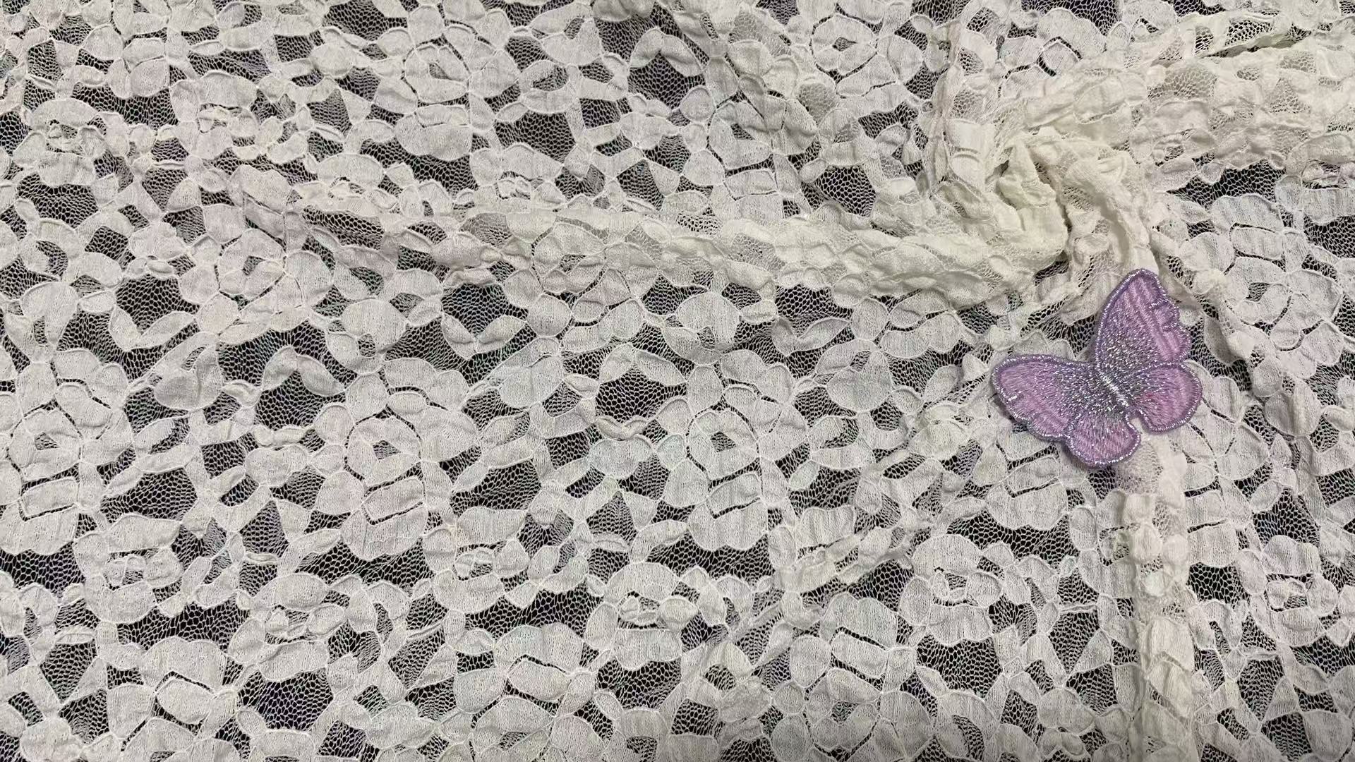 Stretchy Floral Nylon Lace Fabric, Vintage Flower Pattern Soft Mesh Lace for Dress Lingerie Garment Sewing