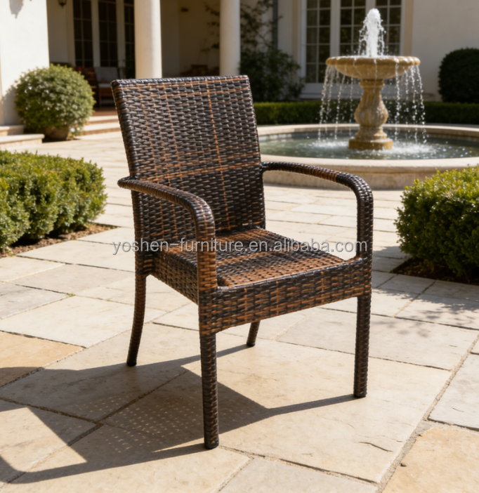 Waterproof Rattan Stackable Outdoor Dining Chairs for Parks Restaurants Hotels