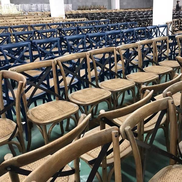 Solid Wood Cross Back Chairs with Nitrolacquer Finish and Modern Stacked Design W50*D44*H89CM