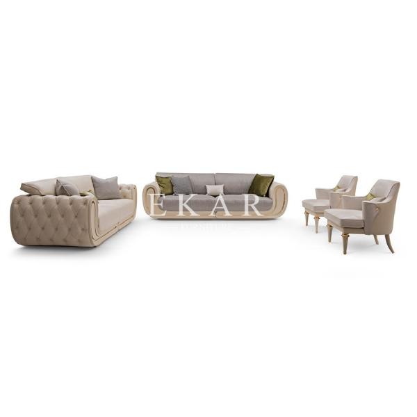 Luxury White Genuine Leather Living Room Furniture Modern Sofa Set