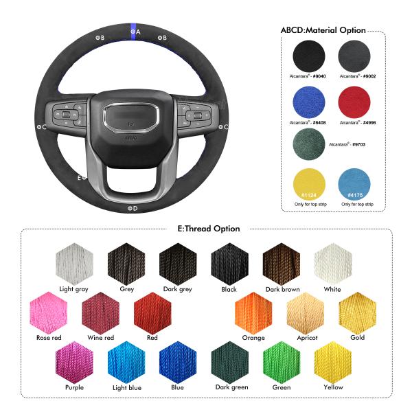 Customized Available Soft Athsuede Hand Sewn Steering Wheel Cover for GMC Sierra 1500 Limited 2500 3500 Yukon (XL) 2014-2020