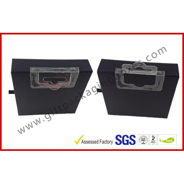 Foldable Hanger Electronics Packaging , Customized Matt Black Drawer Box