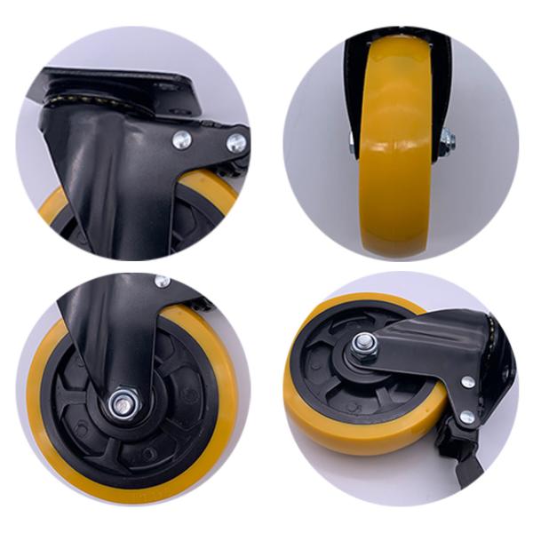 Кронштейн колеса рицинуса полиуретана 3 дюймов гальванизировать чернотой с тормозом