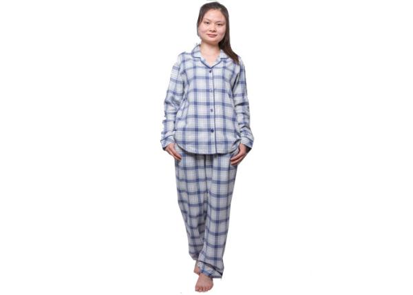 Woman Cotton Y / D Check Flannel Pyjama Set Long Sleeve And Long Pant