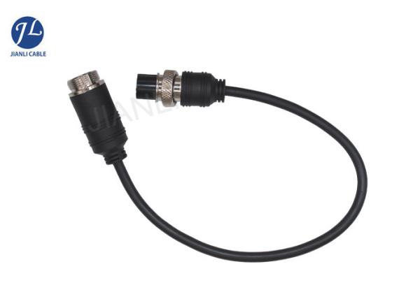 Waterproof IP67 5 Pin Din CCTV Camera Cable 12V to 24V Power Black Color