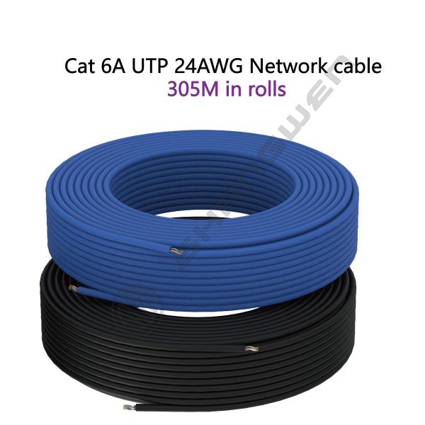 Cable UTP Cat6a 24awg PVC Jacket 4 pares CE UL Múltiple Trenzado 100% Cobre Puro Libre de Oxígeno Interior Azul Negro Ethernet Red