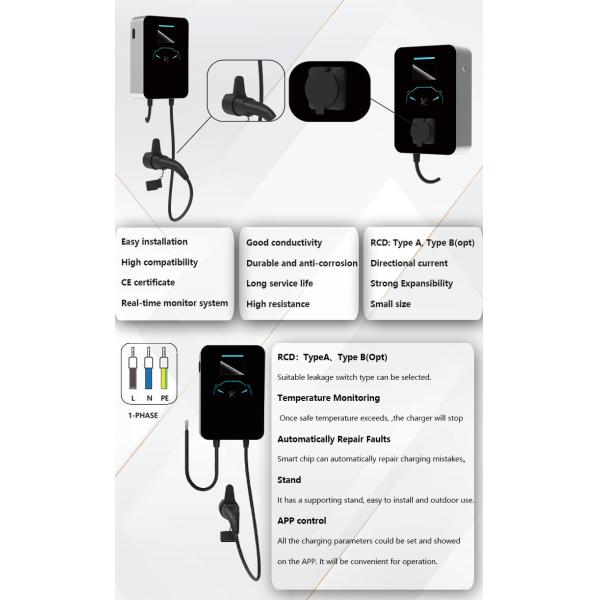 Типа 2 заряжателя 7kw OCCP 1,6 пункт Ev коммерчески общественного EV поручая