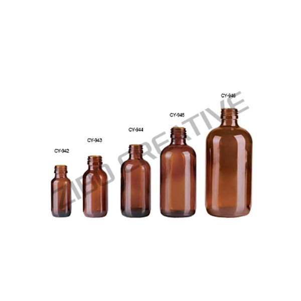 15ml-250ml Brown Boston Round Glass Bottle Screw Top 31.9g-185.5g CY942-CY946