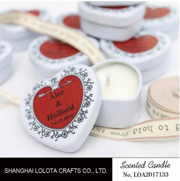 Heart Shaped Travel Tin Soy Candles With Red Printing Logo / One Cotton Wick