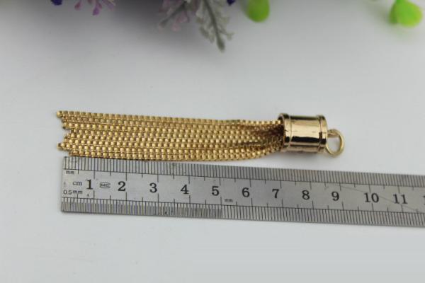 Supplier Custom Handbag Hardware Gold Bell Bucket Hanging Metal Charms with Tassel