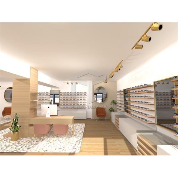 MDF Eyeglasses Optical Shop Display Cabinets ODM Marble Top Powder Coated