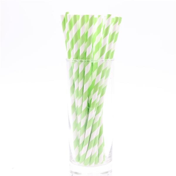 197mm 6mm Party Supplies Green And White Holiday Disposable Paper Straws