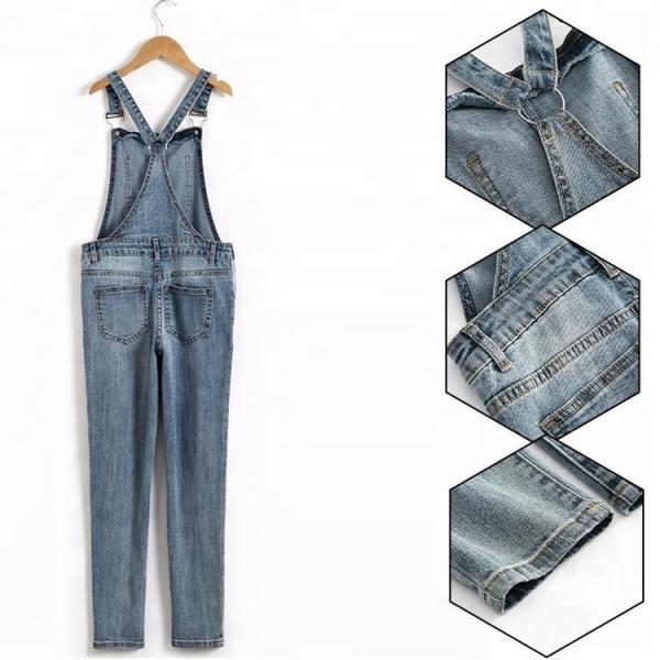 Custom Logo Teen Girls Denim Clothes Adjustable Strap Denim Fabric Overalls