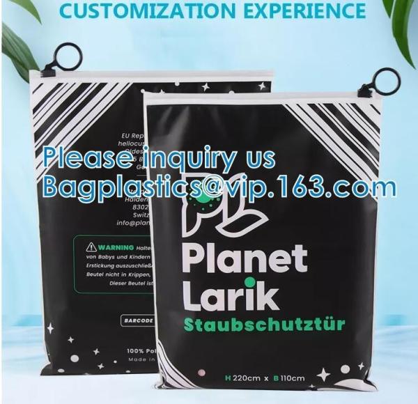 PLA Zipper Cashmere package Bags, Biodegradable Apparel, Clothes Packaging, recyclable, reusable
