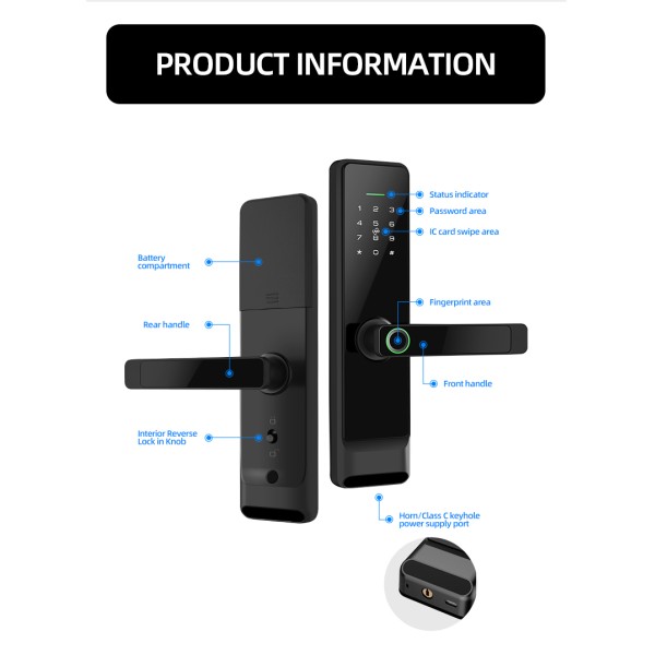YAGU Ttlock App-controlled Smart Password Biometric Fingerprint Door Lock Fingerprint Password Door Lock Wholesale Factory