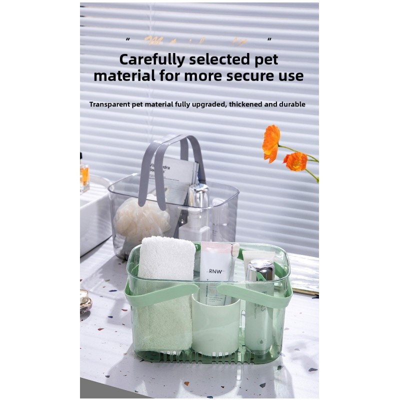 Practical Acrylic Storage Basket with Handle Durable Hollow Bottom Shower Caddy Bathroom Organizer Bin for Toiletries Cosmetics