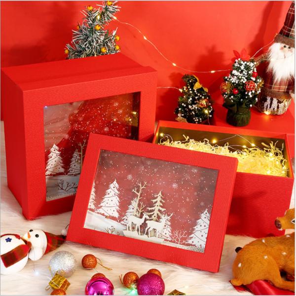 La Navidad de papel de lujo de la caja de regalo de la cartulina que empaqueta tamaño modificado para requisitos particulares