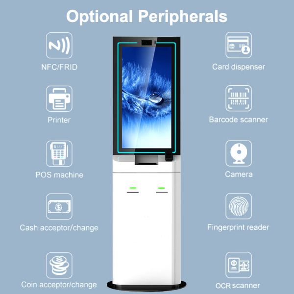 Elegant And Smart Design Hotel Self Check In Kiosk with Optional Wheels for Flexible Positioning and Guest Processing