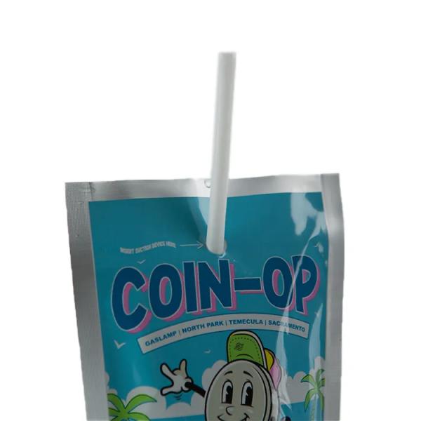 Aluminum Foil Fruit Drink Perforated Pouch Stand Up Pouch With Straw