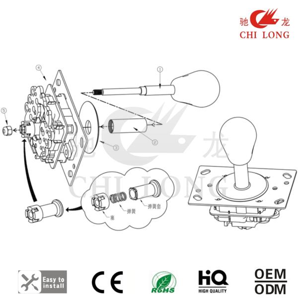 Rgb / Single Color Crystal Led Arcade Joystick , Integrated Design Video Game Joystick