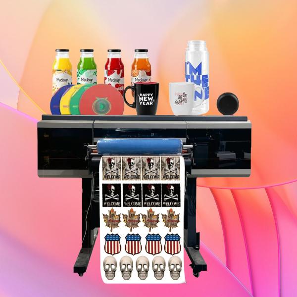 2In1 Dual PrintHeads Gold Foil Label Printer A1 Size UV DTF Flatbed Printer for  Sticker/leather/silicone products