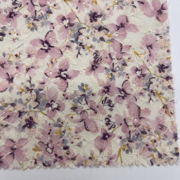 Printed Garment embroidered cotton net fabric Material MO4-LK010