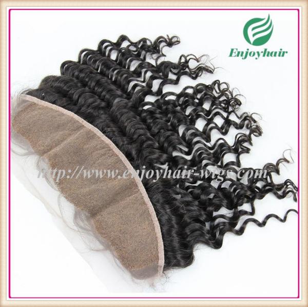 Brazilian virgin hair lace frontal 13''x4'' ,natural color deep wave 10''-24''L hairpiece