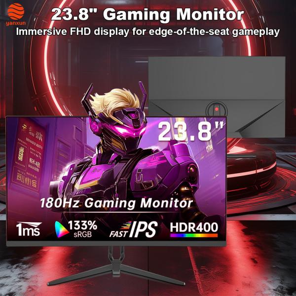 180Hz 23.8 Inch Gaming Monitor QHD UHD Resolution With RGB Lighting Adjustable Bracket