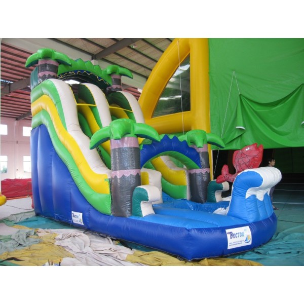 PVC Material Water Slide Inflatable Commercial Adults Kids Size Nice Palm Tree Backyard Inflatable Large Slide