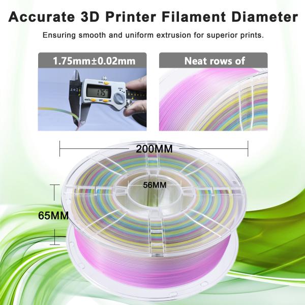 Printing Temperature 3D Printer Filament Transparent Rainbow PLA+ Filament 1.75mm