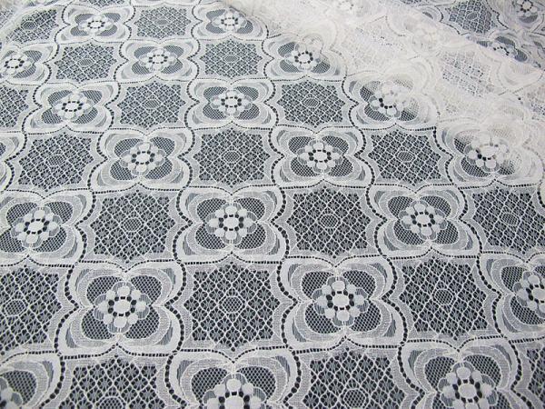 Knitted Tulle Cotton Nylon Lace Fabric Ivory For Pajama Eco-Friendly SYD-0007