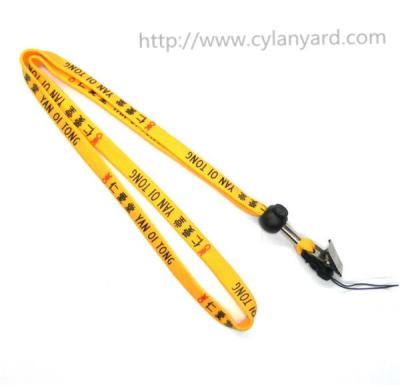Tube polyester badge lanyards with adjustable toggle and card clip, tube polyester lanyard