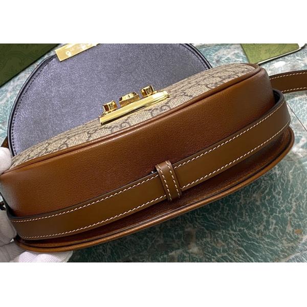 Classic GG Deerskin Texture Inclined Shoulder Bag Monogram Canvas 22cm Length