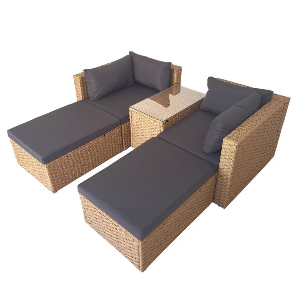 Factory Direct Sales Rattan Corner Sofas 5 Pieces Set Corner Ottoman Storage Table Patio Furniture Garden Set Outdoor Furniture
