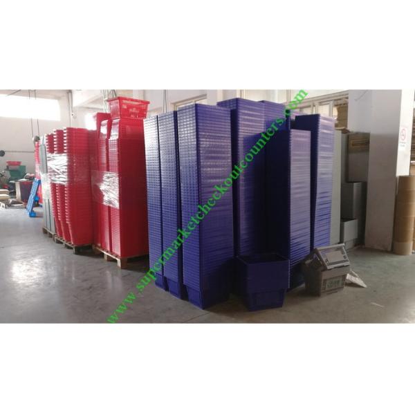 Supermarket PP Plastic Hand Shopping Basket With Double Flat Hand