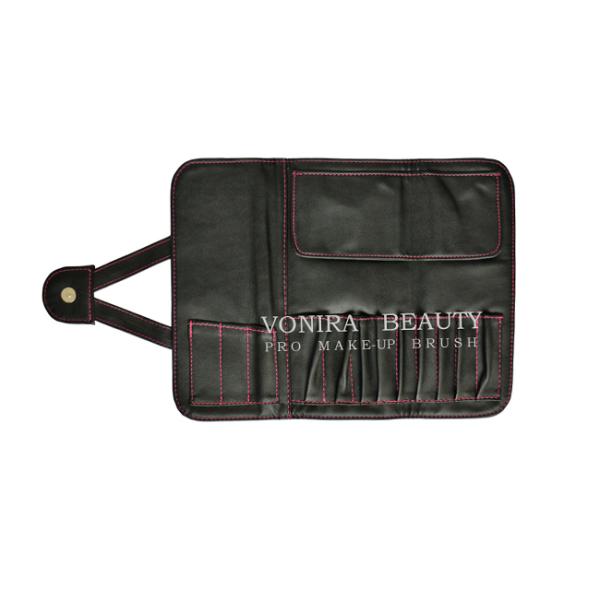 12 Slots Black Faux Leather Cosmetic Makeup Brushes Roll Bag Pouch Pen Case Holder