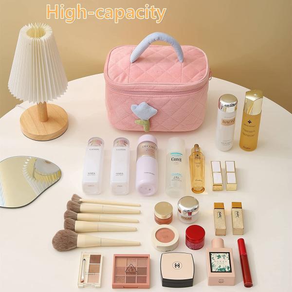 Soft Corduroy Makeup Bag Set Makeup Bag Organizer Bag  Large Shock-proof Cute Makeup bag Suitable for la