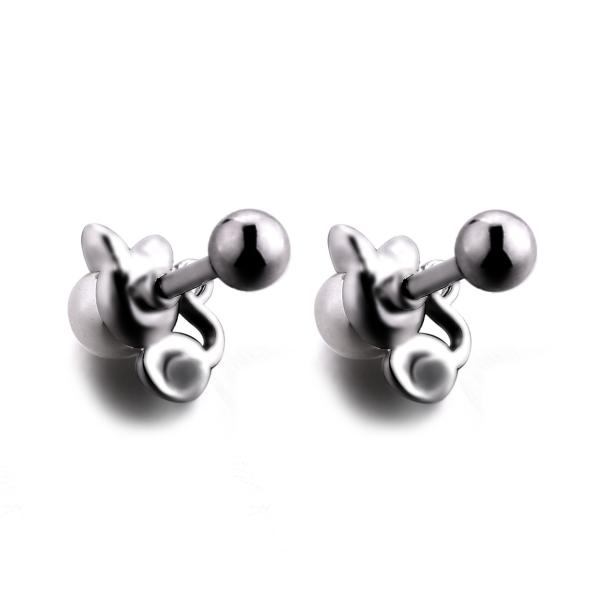 Unique cat shaped pearl stud earrings stainless steel piercing jewelry on hot sale