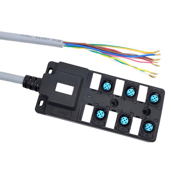 Single Channel Industrial M12 Distribution Box NPN 6 Port Junction Box
