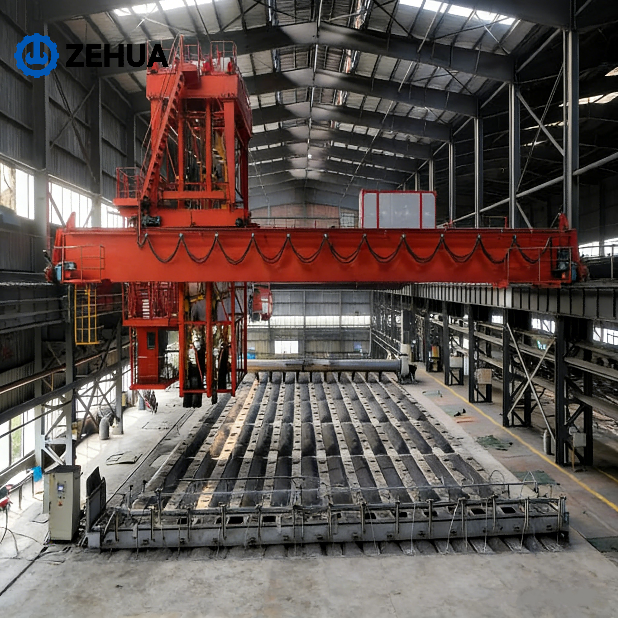 Zehua Heavy Duty Anode Carbon Block Stacking Overhead Crane with Motor Engine PLC & Gear Customized for Carbon Plant & Potroom
