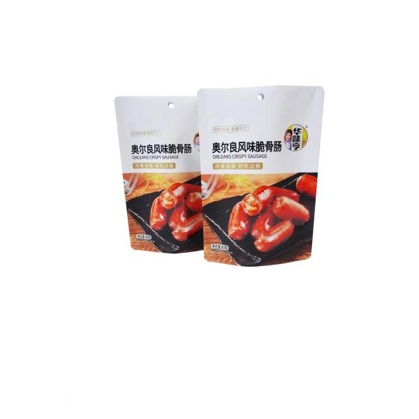 China factory safety food grade food packaging meat snack sausage packaging bag stand up pouch