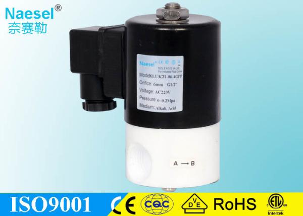 Silicone Seal Chemical Resistant Solenoid Valves Direct Acting 2 Port 1 / 2 Inch Size