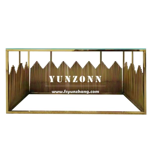 New Design Foshan Hotel Wedding Furniture Gold Stainless Steel Bride and Groom Square Dining Table