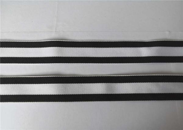 2.5cm Polyester Webbing Tape Black And White Stripe Color High Tenacity